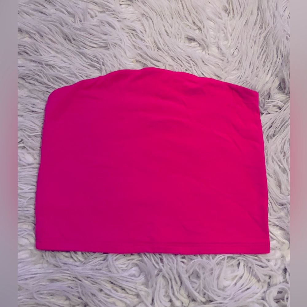 Hot Pink Strapless Crop Top